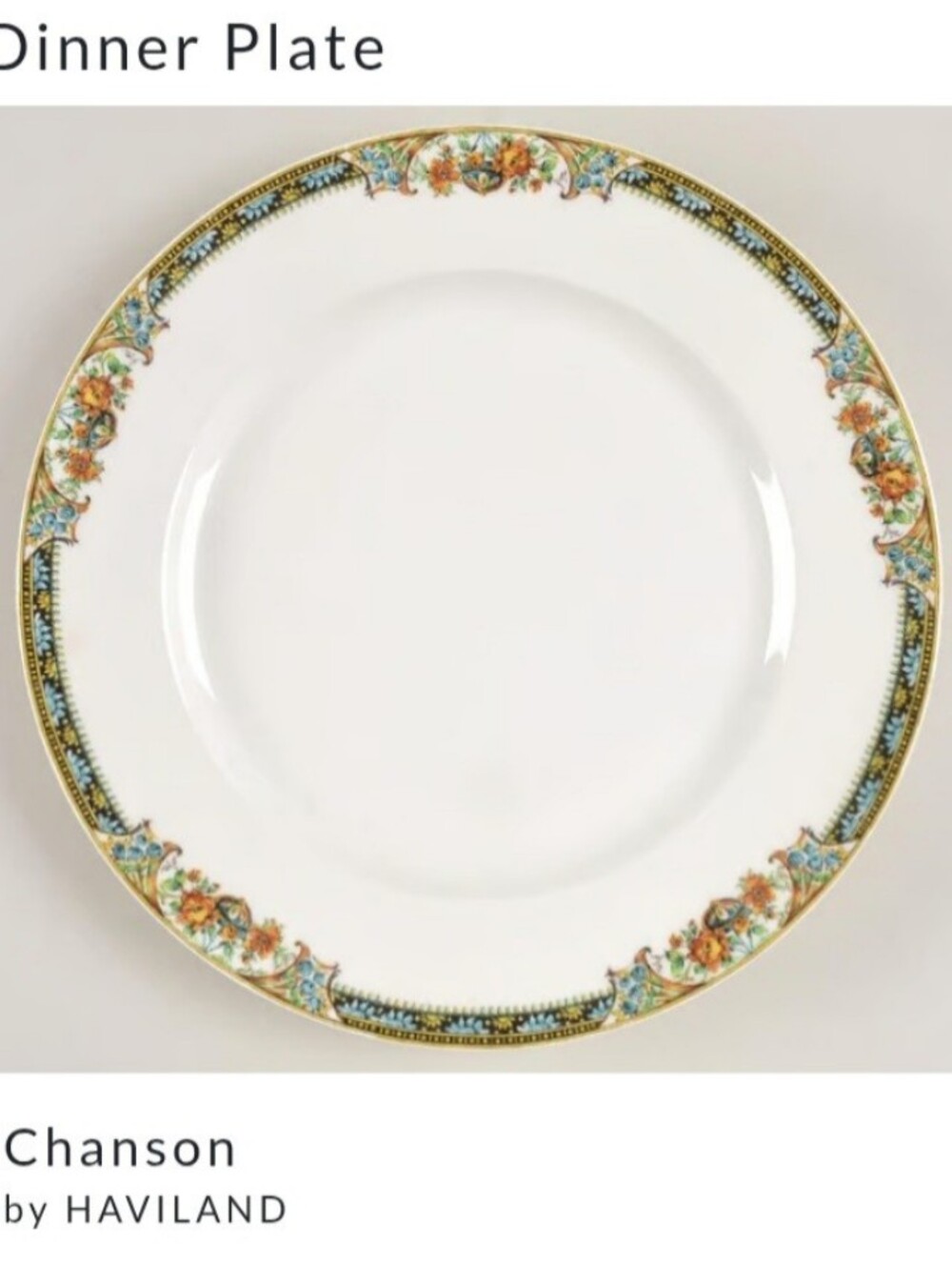 (4) c1930 CHANSON by HAVILAND, France Dinner Plates